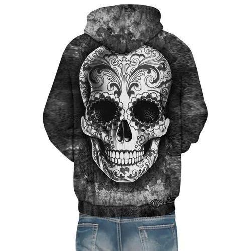 Printed Skull Head Hooded Long Sleeve Hoodie HC0609 - Amaze Style™-Apparel