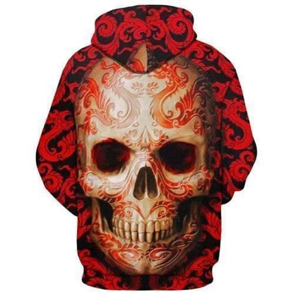 Dragon Print Skull Pattern Hoodie HC0610 - Amaze Style™-Apparel