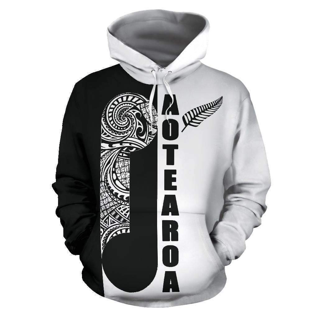 Maori Koru Aotearoa Hoodie Black White HC0905 - Amaze Style™-Apparel