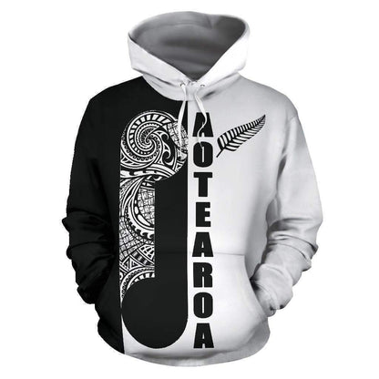 Maori Koru Aotearoa Hoodie Black White HC0905 - Amaze Style™-Apparel