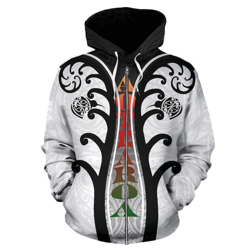 Koru With Kiwi Black White Zip Hoodie HC0910 - Amaze Style™-Apparel