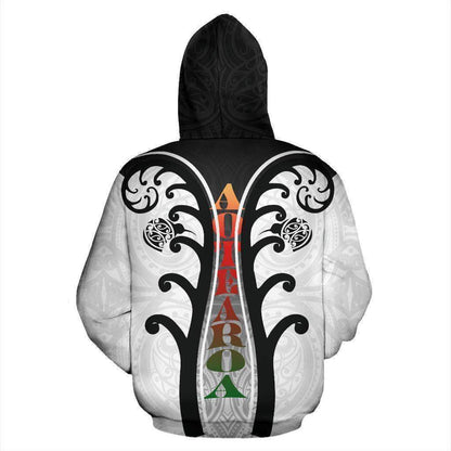 Koru With Kiwi Black White Zip Hoodie HC0910 - Amaze Style™-Apparel