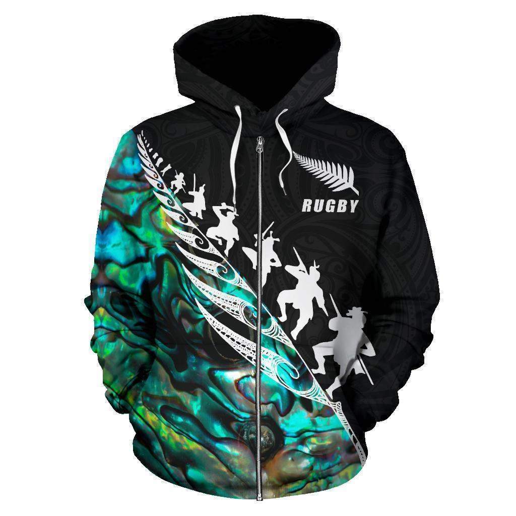 Rugby Haka Fern Paua Shell Zip Hoodie - New Zealand HC0913 - Amaze Style™-Apparel
