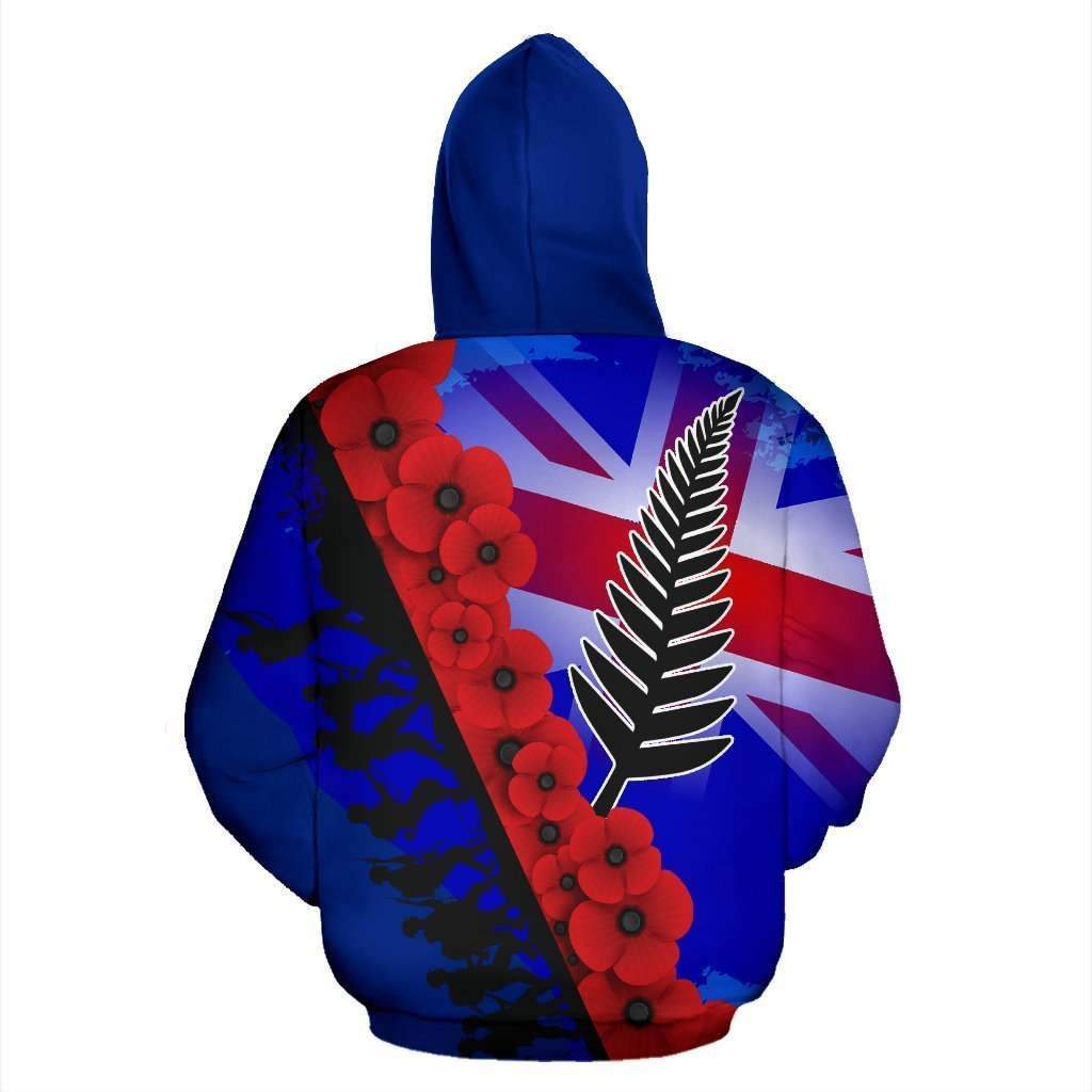 Lest We Forget Silver Fern Poppy Zip Up Hoodie HC0914 - Amaze Style™-Apparel
