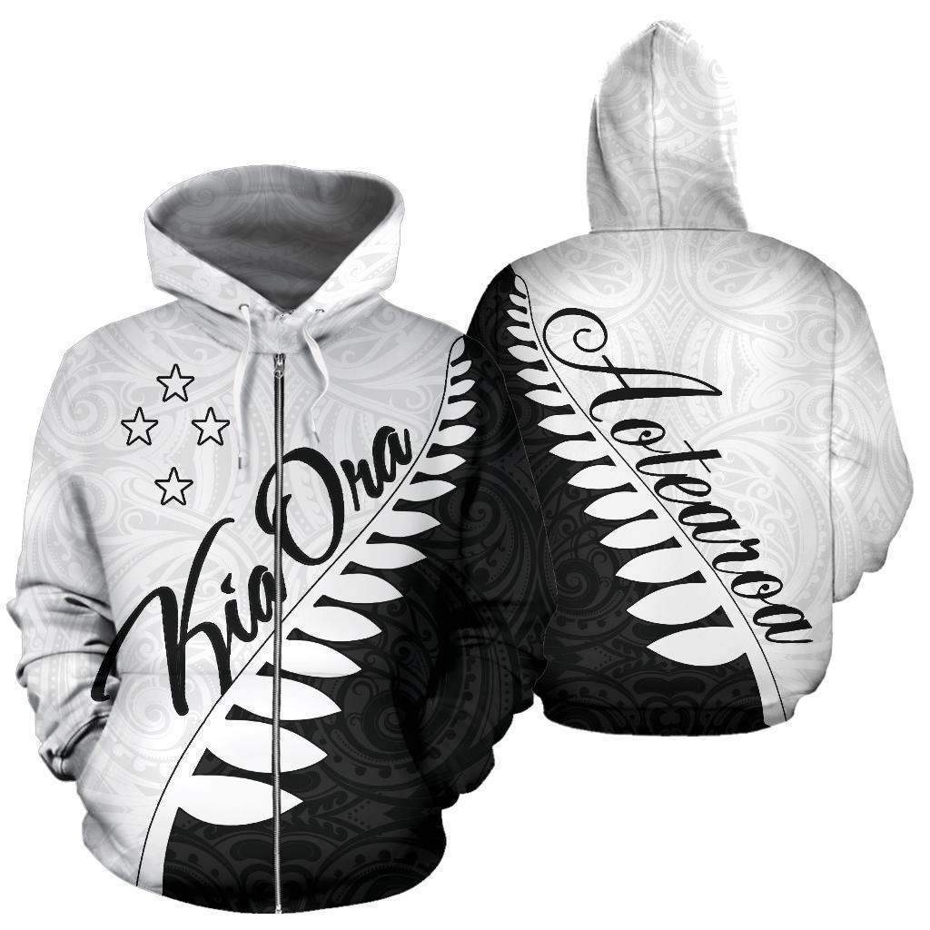 Kia Ora Aotearoa Zip Up Hoodie Silver Fern HC0915 - Amaze Style™-Apparel