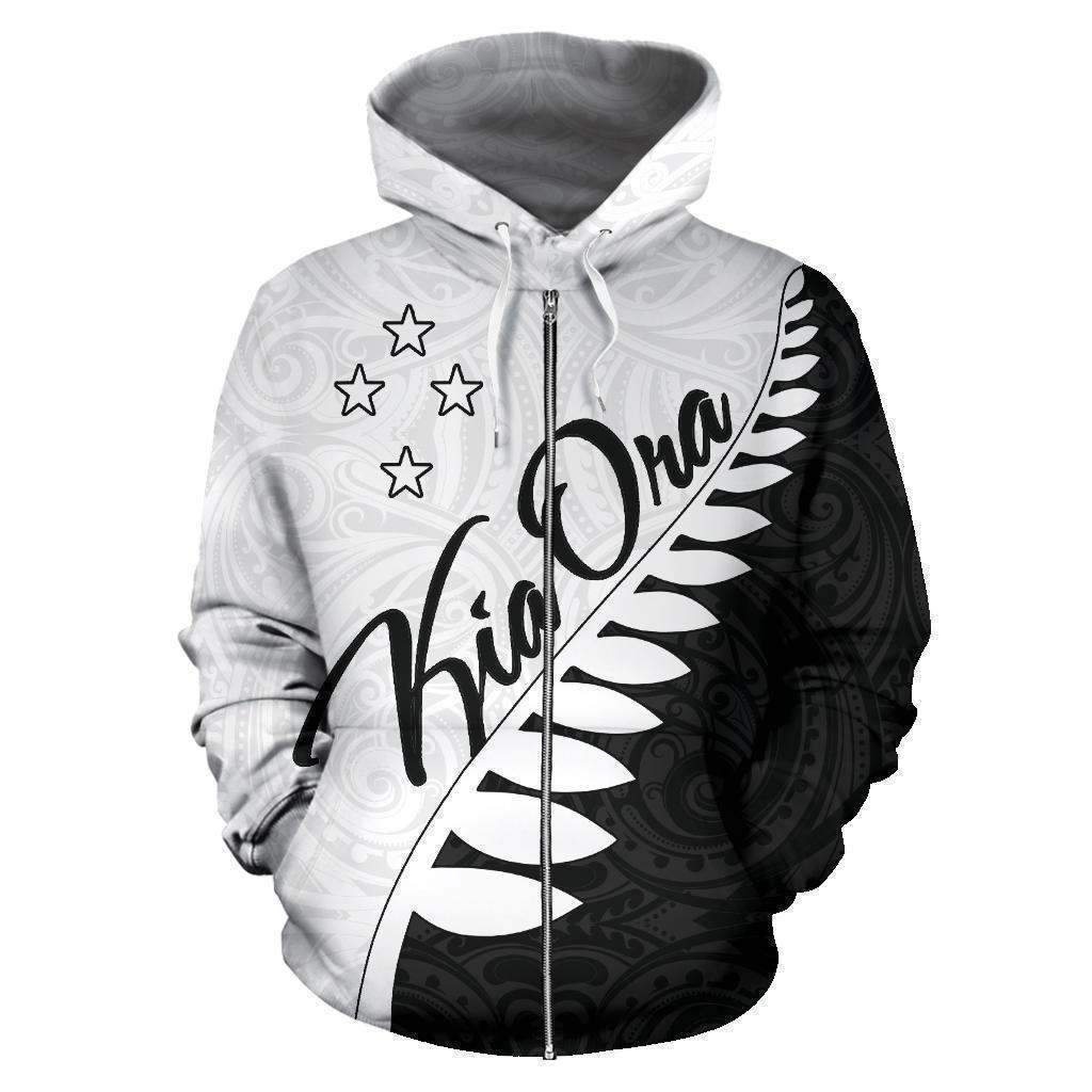 Kia Ora Aotearoa Zip Up Hoodie Silver Fern HC0915 - Amaze Style™-Apparel
