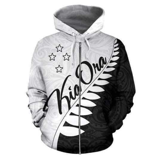 Kia Ora Aotearoa Zip Up Hoodie Silver Fern HC0915 - Amaze Style™-Apparel
