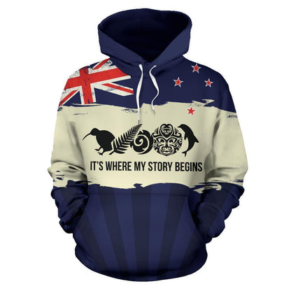 New Zealand Where My Story Begins Hoodie Navy HC1204 - Amaze Style™-Apparel