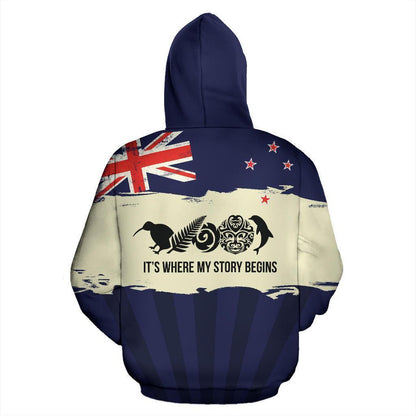 New Zealand Where My Story Begins Hoodie Navy HC1204 - Amaze Style™-Apparel