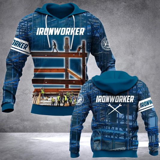 Premium 3D Print Ironworker Navy Shirts MEI