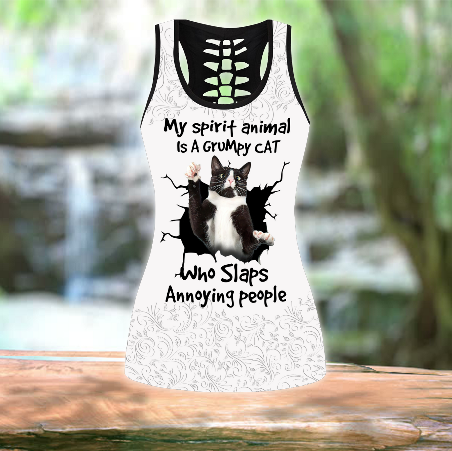 No 2 Premium Legging & Tank Top Funny Cat Personalize Name