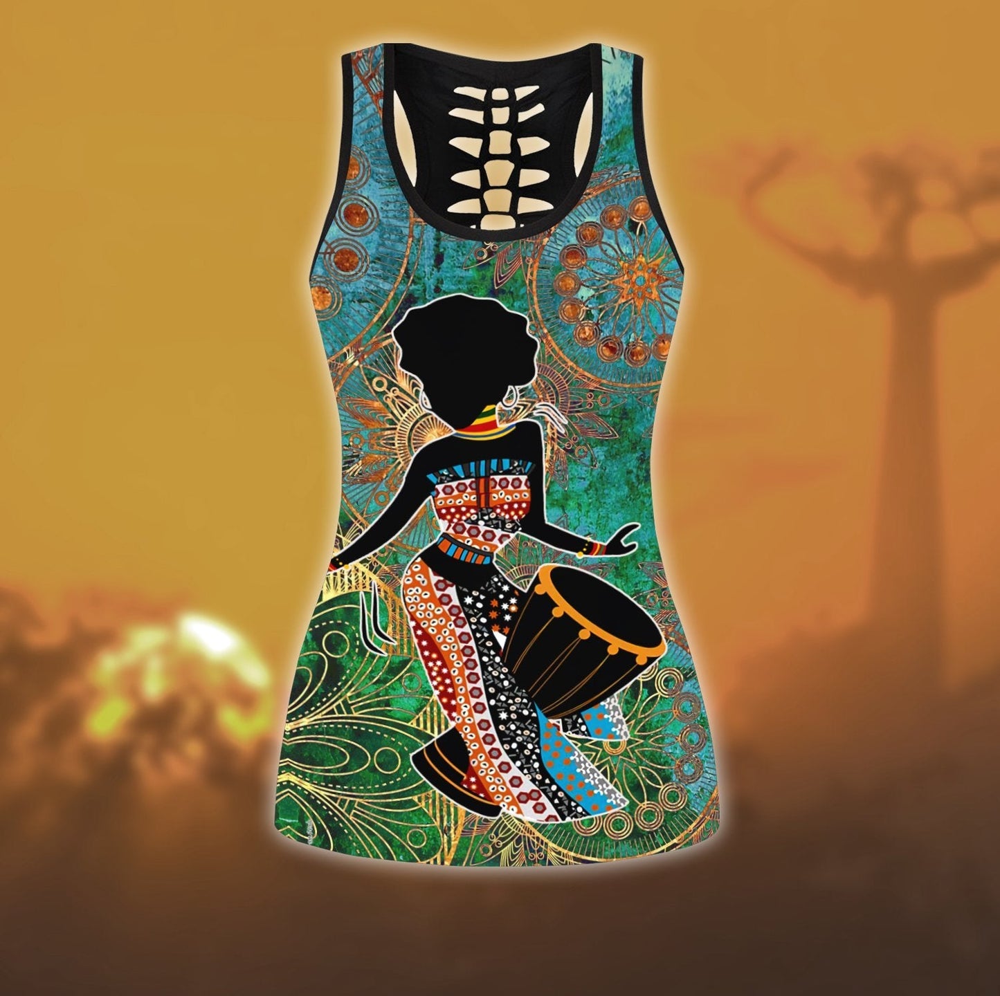 African Girl Drum Combo Legging + Tank Top HHT27042101
