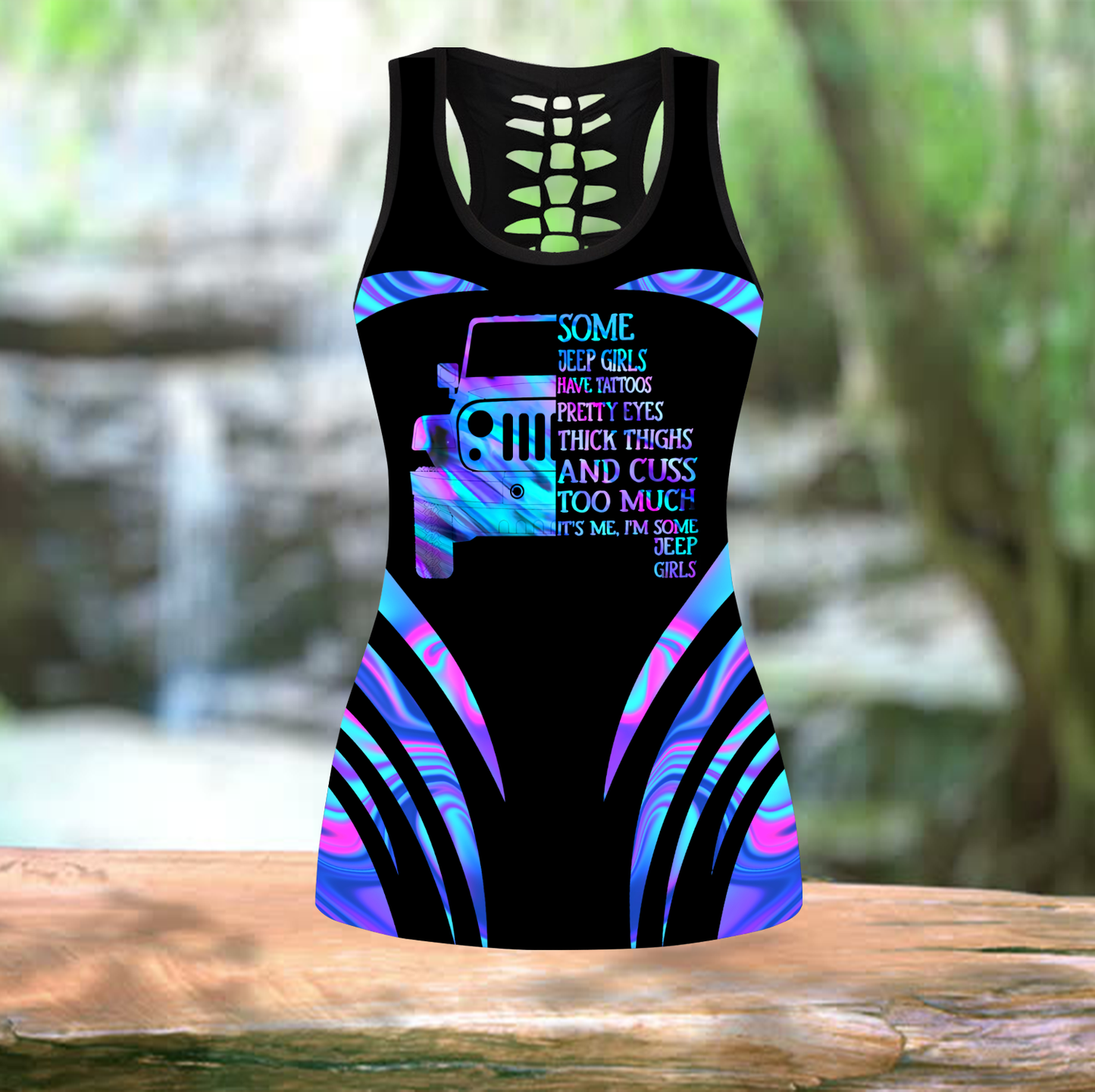 Personalized Jeep girl leggings + hollow tank combo