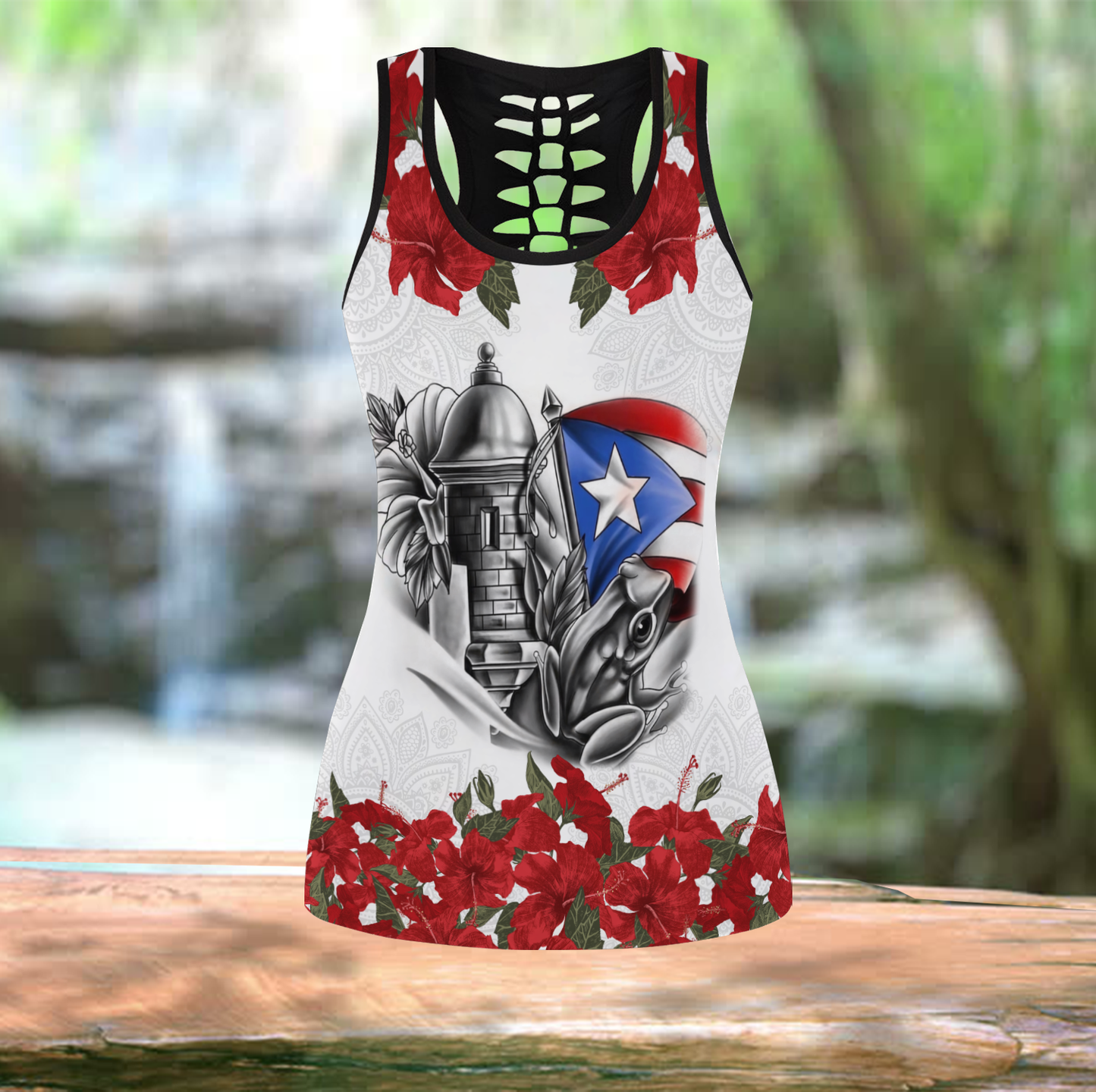 Puerto Rico Combo Hollow Tank Top And Legging Outfit