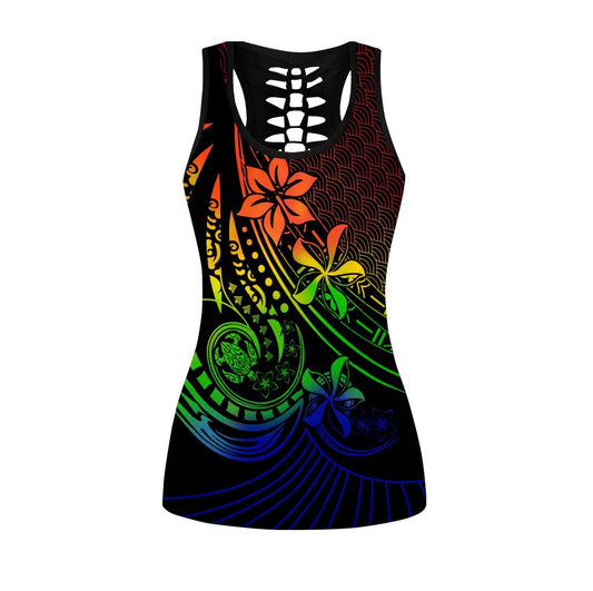 Amazing Polynesian Tattoo And Frangipani Flower Deluxe Legging & Tank top ML