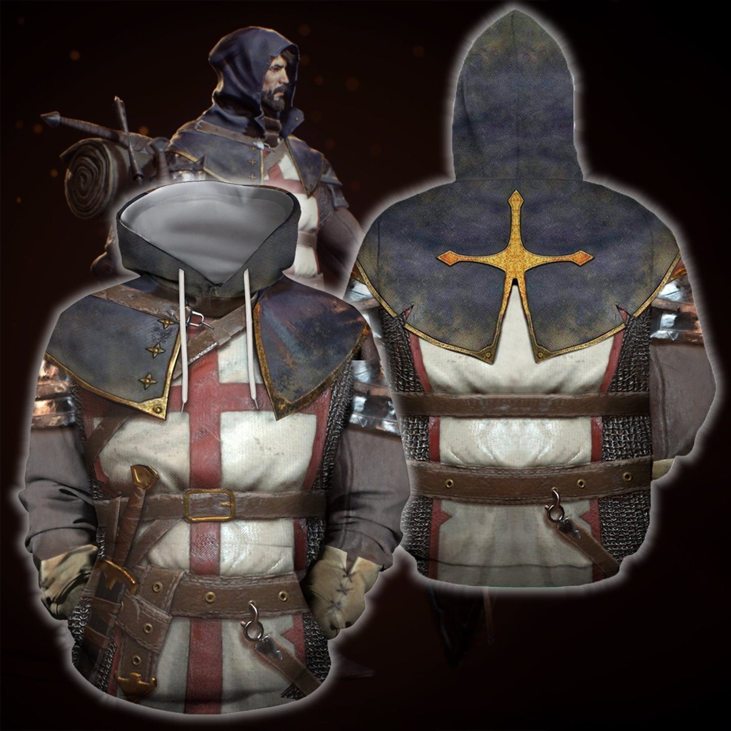 3D All Over Printed Knights Templar Tops - Amaze Style™-Apparel