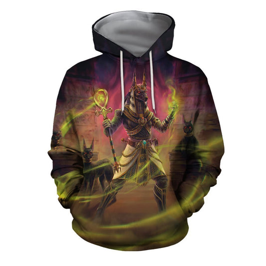 3D All Over The Egyptian gods Anubis Hoodie - Amaze Style™-Apparel