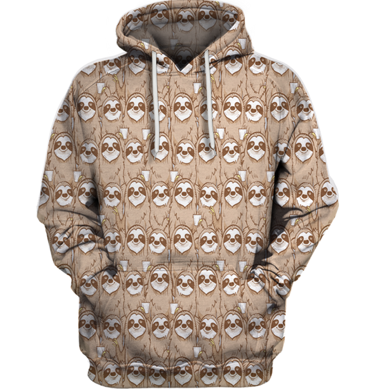 3D All Over Print Funny Sloth Face Shirt-Apparel-6teenth World-Hoodie-S-Vibe Cosy™