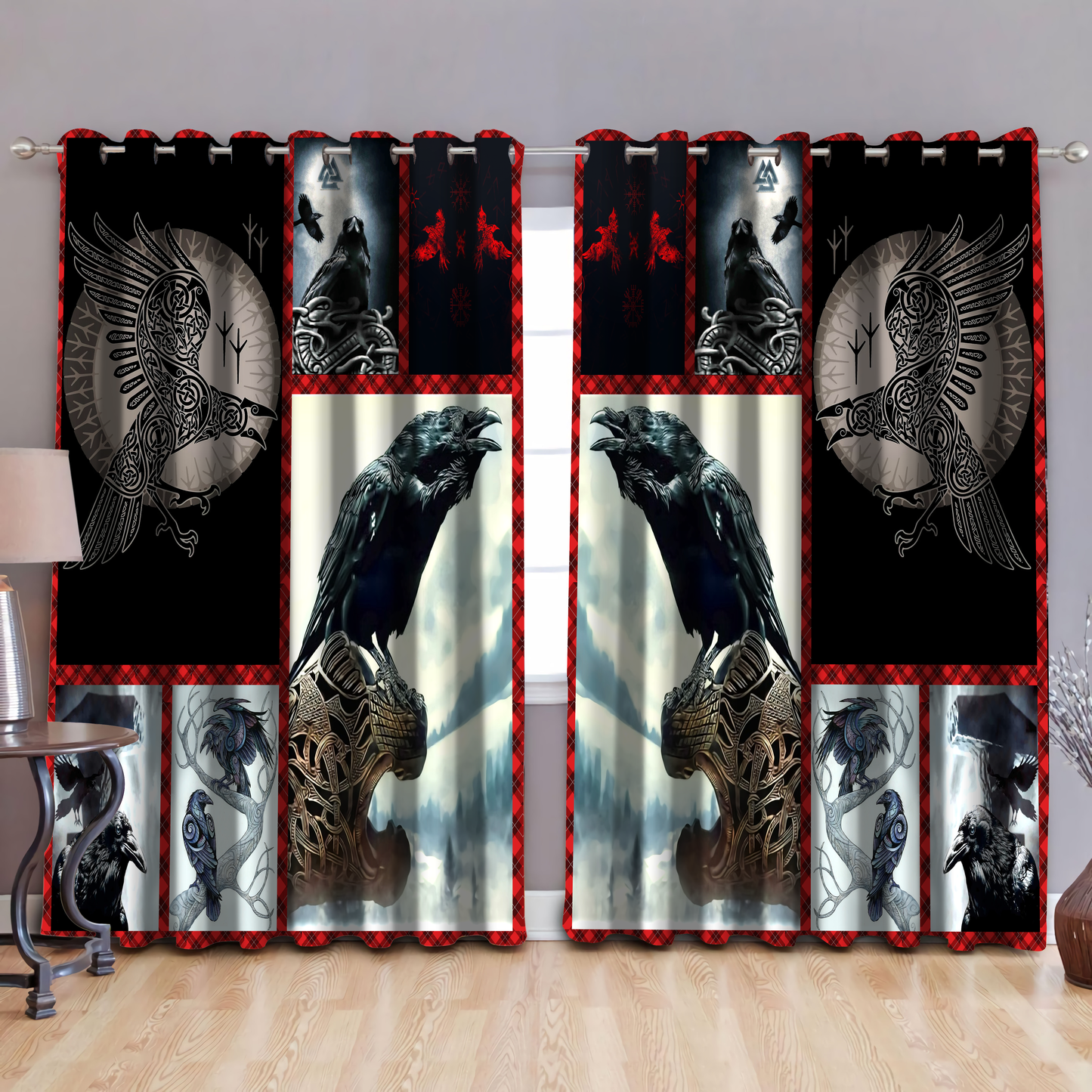 Vikings - Raven of Odin Thermal Grommet Window Curtains