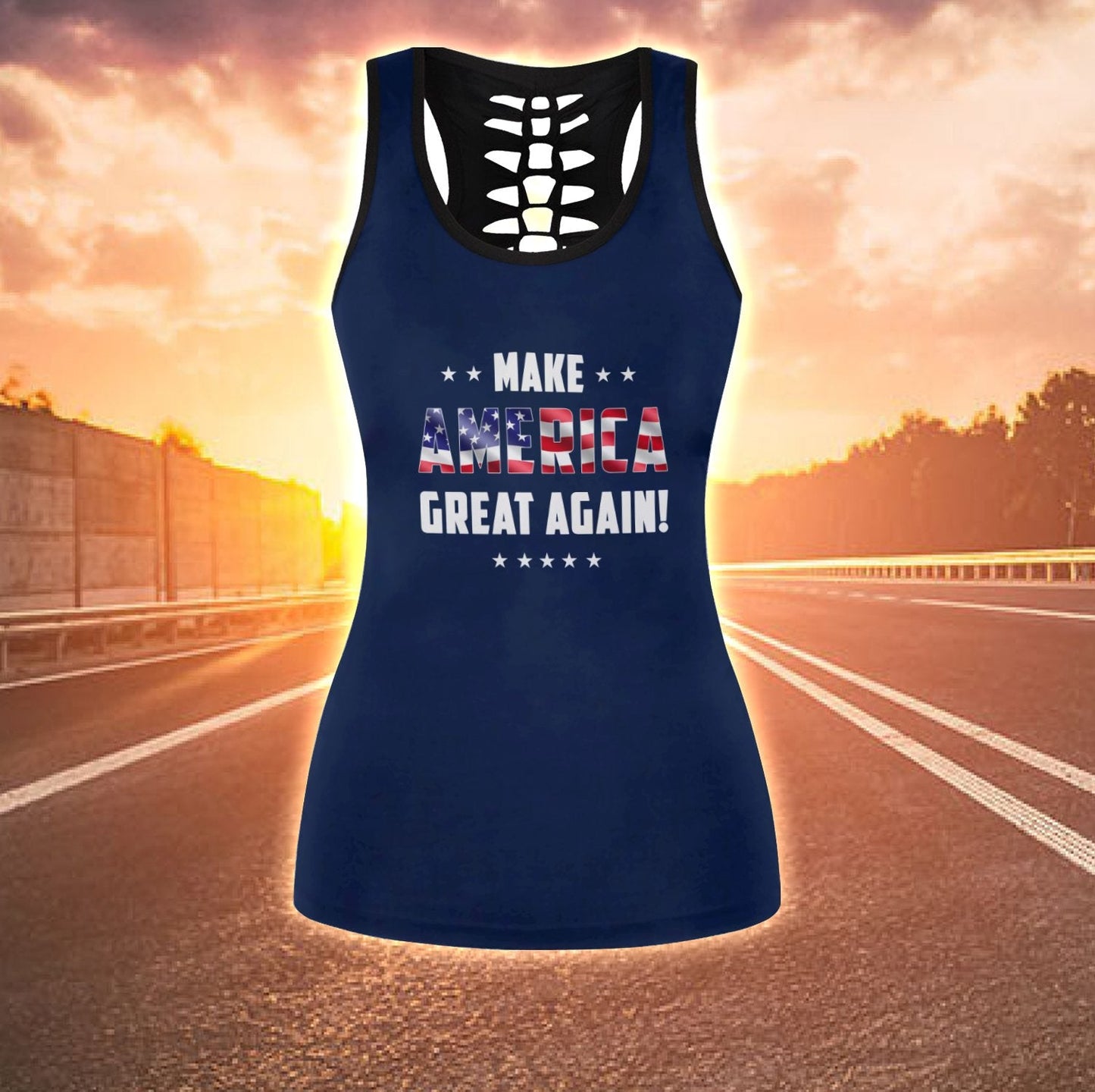 Make America Great Again Combo (Legging+Tank) for women Proud Military