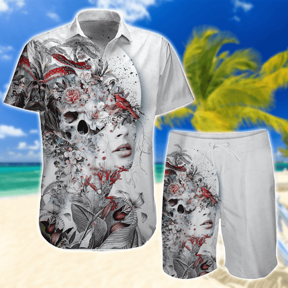 Skull Combo Hawaii Shirt Broad Short Floral