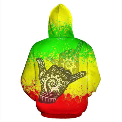 Hawaii All Over Hoodie - Polynesian Shaka Hawaii Map Reggae - HC05 - Amaze Style™-Apparel