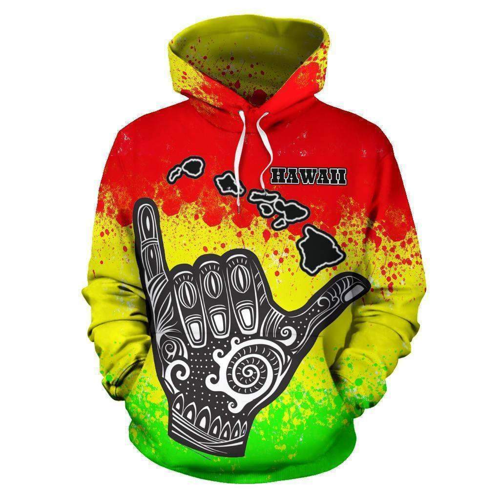 Hawaii All Over Hoodie - Polynesian Shaka Hawaii Map Reggae - HC05 - Amaze Style™-Apparel