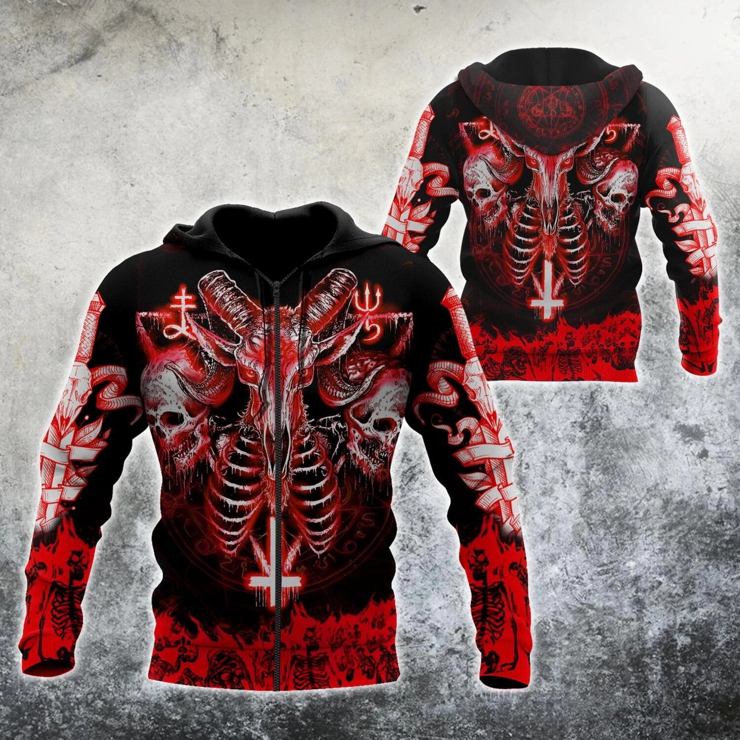 Premium Satanic Skull Viking Trippy 3D Over Printed