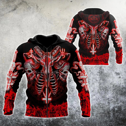 Premium Satanic Skull Viking Trippy 3D Over Printed