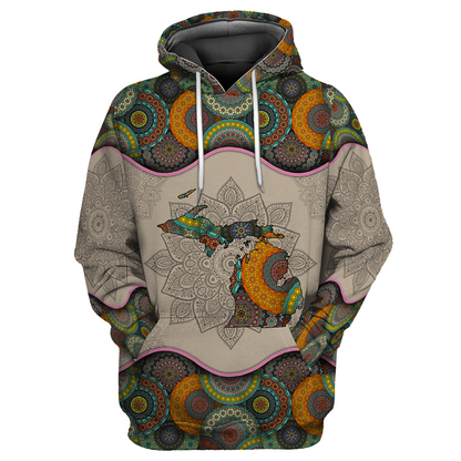Awesome Vintage Mandala Michigan 3D All Over Printed Shirts Hoodie JJ27052002 - Amaze Style™-Apparel