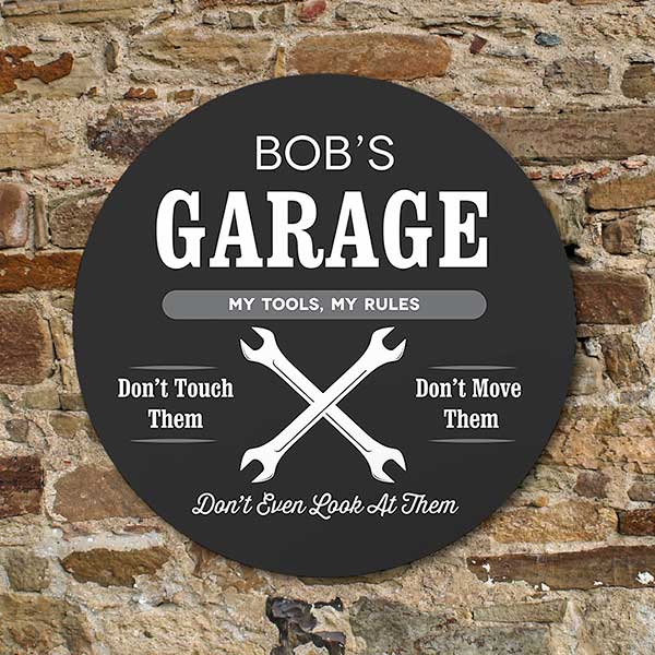 His Place Personalized Round Wooden Door Plate