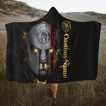 Custom Name 3D The Lion Warrior Unisex Hoodie Blanket