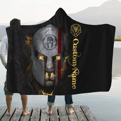 Custom Name 3D The Lion Warrior Unisex Hoodie Blanket
