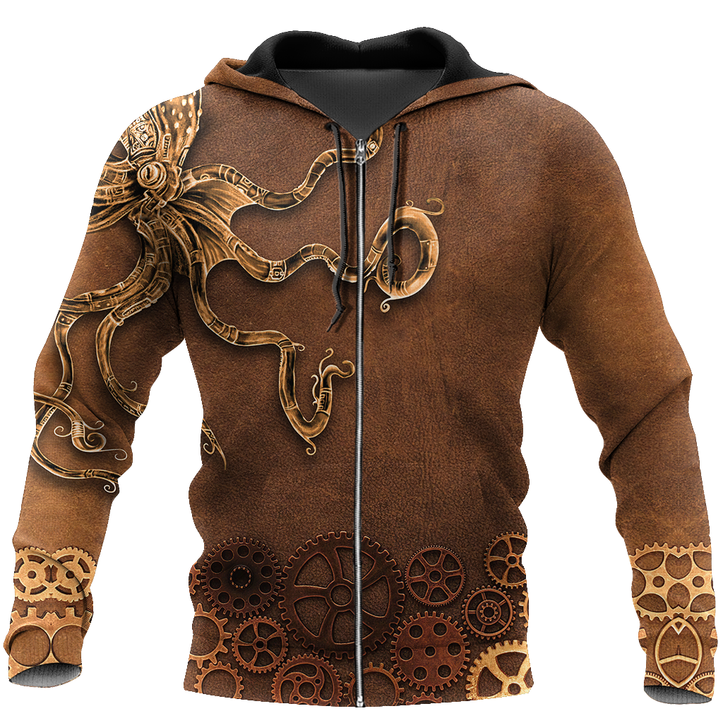 Octopus Steampunk Mechanic All Over Printed Hoodie For Men and Women TN