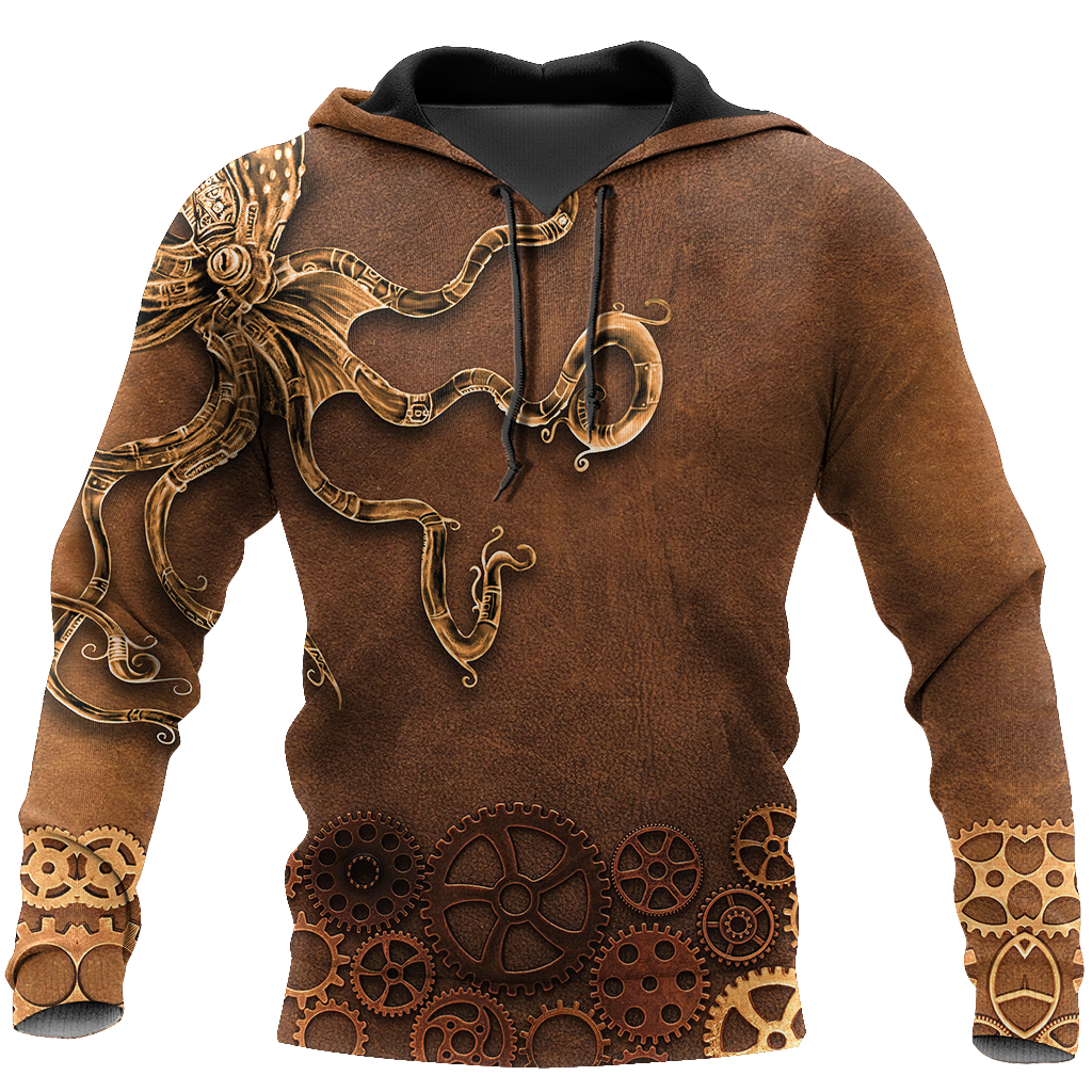 Octopus Steampunk Mechanic All Over Printed Hoodie For Men and Women TN