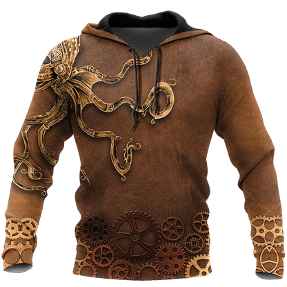 Octopus Steampunk Mechanic All Over Printed Hoodie For Men and Women TN