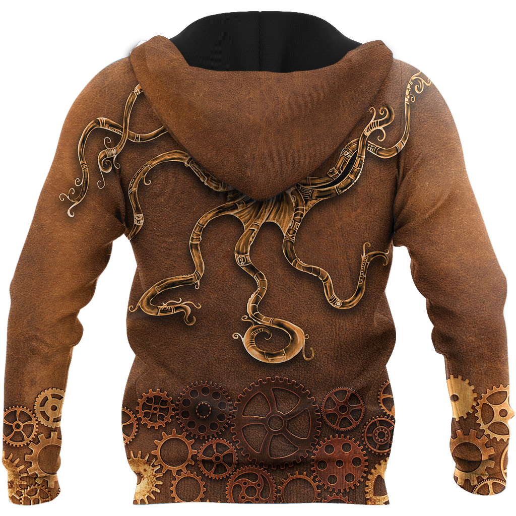 Octopus Steampunk Mechanic All Over Printed Hoodie For Men and Women TN