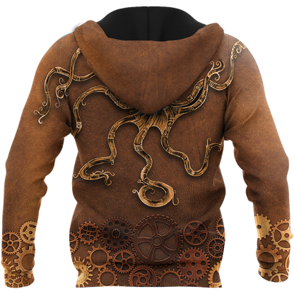 Octopus Steampunk Mechanic All Over Printed Hoodie For Men and Women TN