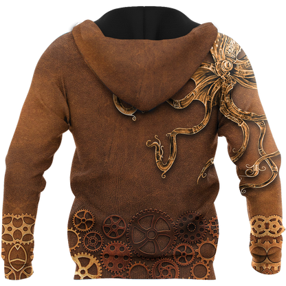 Octopus Steampunk Mechanic All Over Printed Hoodie For Men and Women TN