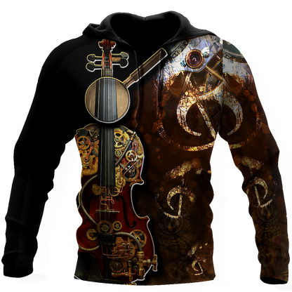 Steampunk Violin Mechanic All Over Printed Hoodie For Men and Women TN