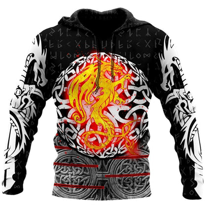 Nidhogg Viking Tattoo 3D Over Printed Hoodie Cloak for Men and Women-ML