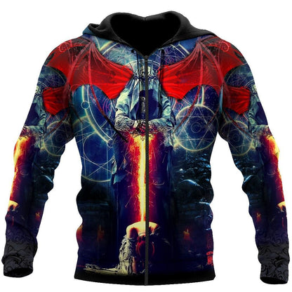 Death & Live Gothic Art  3D Over Printed Hoodie for Men and Women-ML