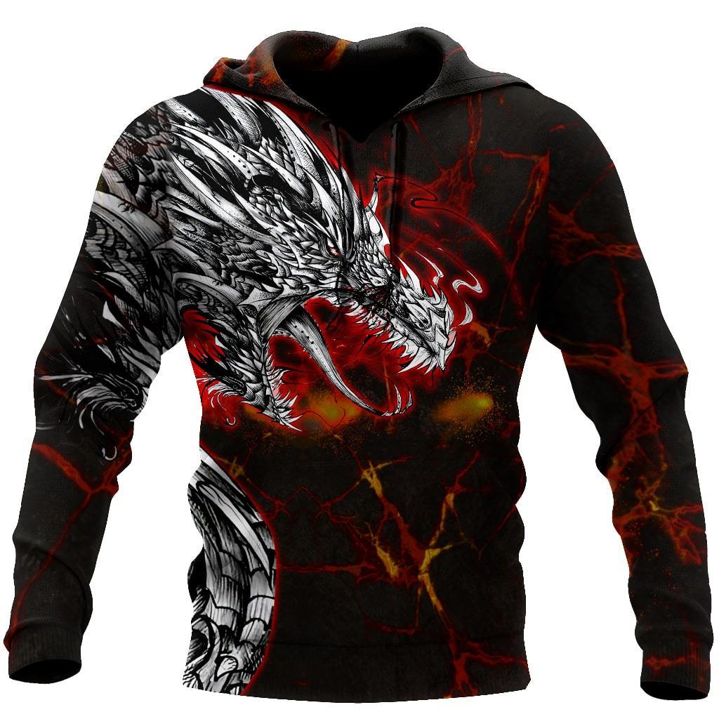 Dragon Lava Art 3D Over Printed Hoodie Tshirt for Men and Women-ML