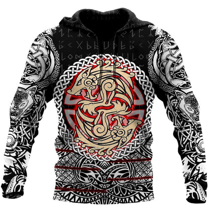 Fenrir Viking Tattoo 3D Over Printed Hoodie for Men and Women-ML