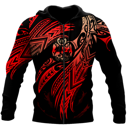 Amazing Tonga Polynesian Tattoo 3D Unisex Deluxe Hoodie ML