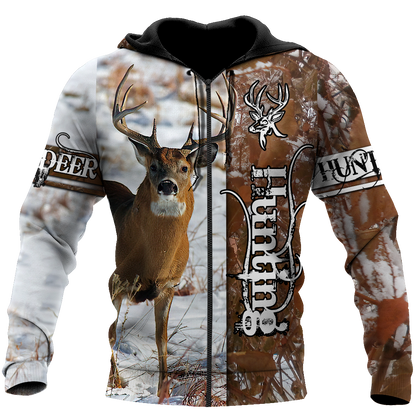 Premium Deer Hunting for Hunter Winter Camo 3D Printed Unisex Shirts