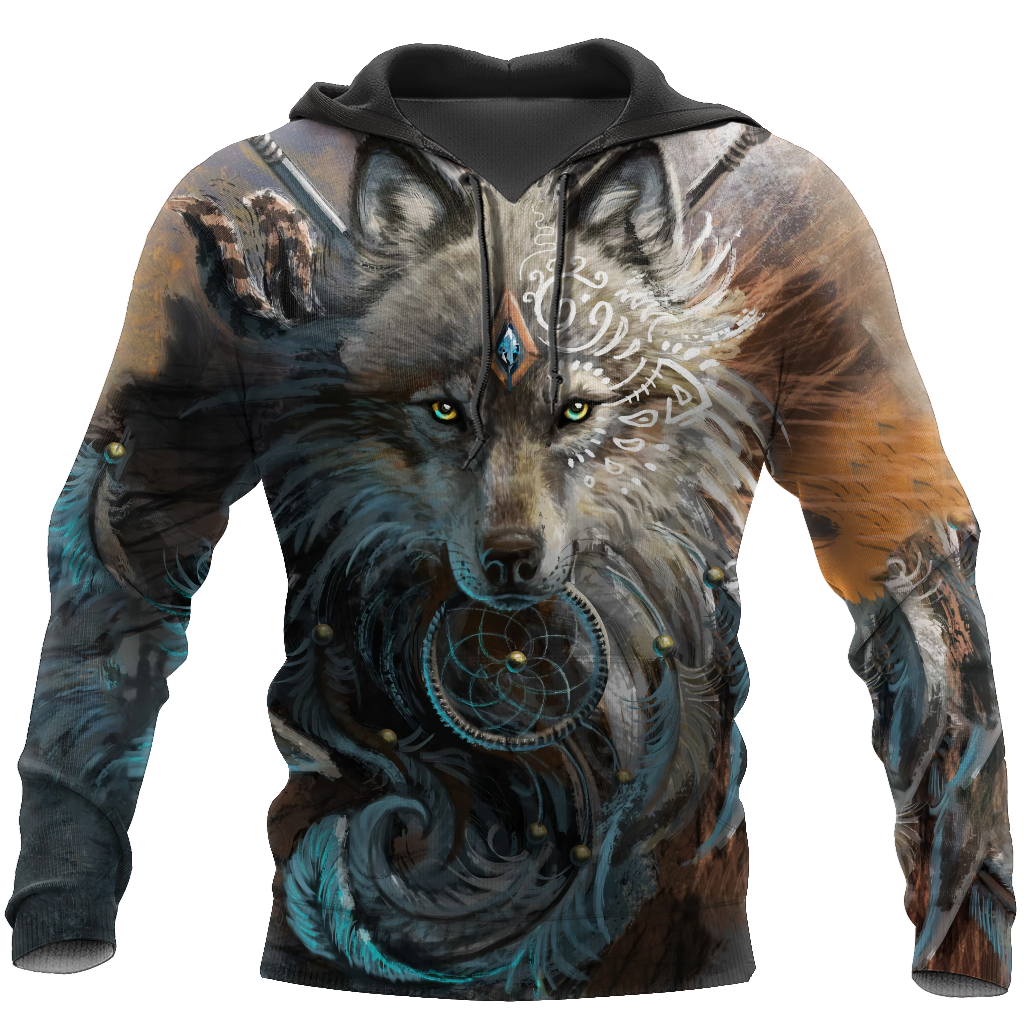 Native American Wolf Hoodie T Shirt For Men and Women HAC220401-Apparel-NM-Hoodie-S-Vibe Cosy™