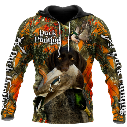 Personalized Name Hunting 3D Unisex Shirts Duck Hunting Labrador Retriever Orange Camo