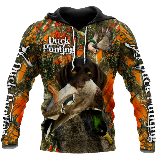 Personalized Name Hunting 3D Unisex Shirts Duck Hunting Labrador Retriever Orange Camo