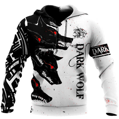 Dark Wolf 3D Over Printed Hoodie for Men and Women-ML